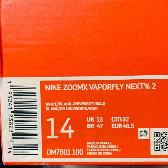 NIKE AIR ZOOM Vaporfly NEXT%2 BRS DM7601-100 White Black Gold Road Racin…